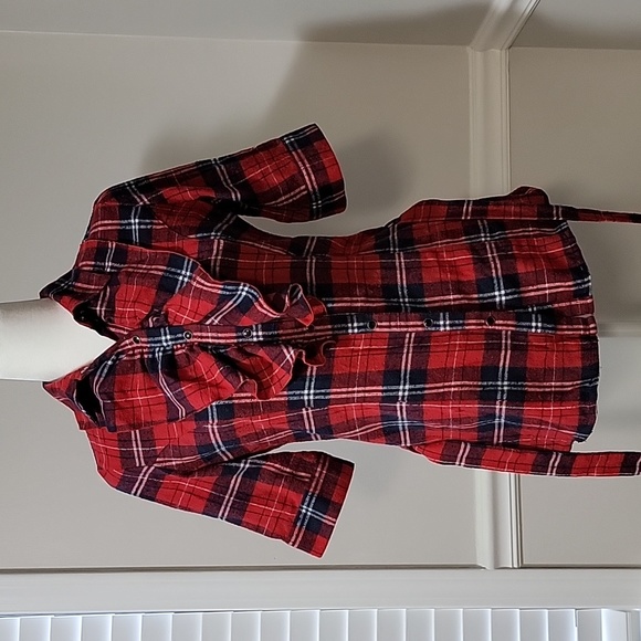 Charlotte Russe Plaid Flannel Ruffled Front Top - Picture 2 of 4